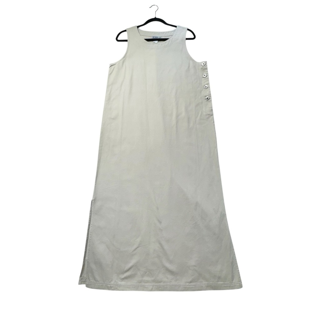 NWT Haik's Women's Tan Cream Summer Jumper Dress Maxi 100% Cotton Sz Large